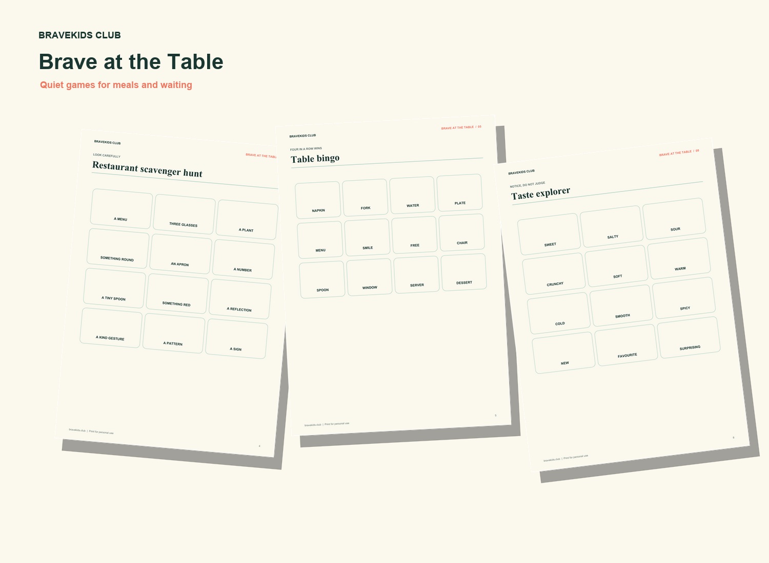Preview of Brave at the Table Activity Pack
